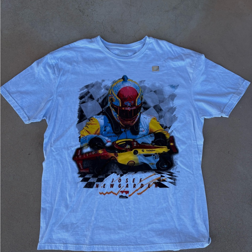 White Short Sleeve Tee with Bold Graphic Design